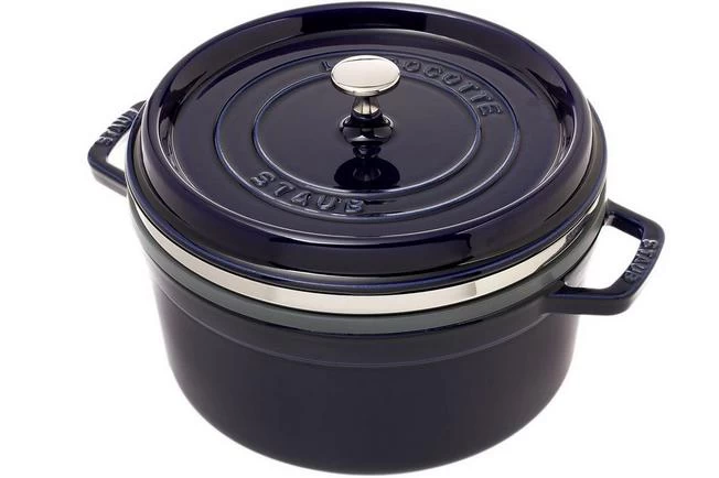 Staub Roasting Pan - Cocotte 26cm, 5,2L, Blue With Steam Tray